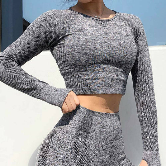 Seamless Yoga Crop Top Long Sleeve Women Top for Fitness Running Shirts Training Sportswear Athletic Wear Sports Top Clothing